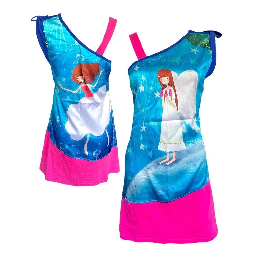 euro graphic angel mini dress